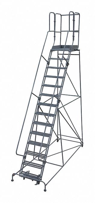 Rolling Ladder Steel 182In. H. Gray