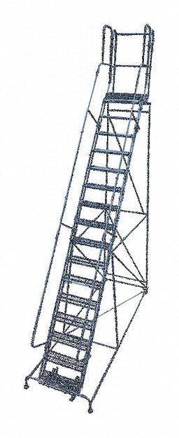 Rolling Ladder Steel 202In. H. Gray