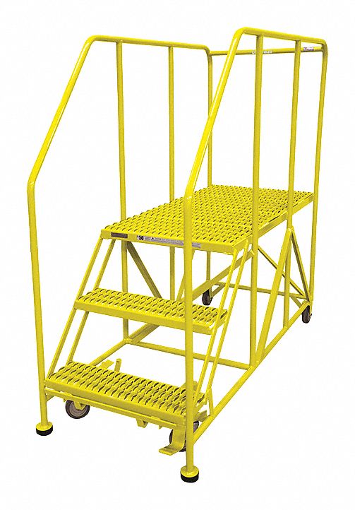 Three Side Railing Work Platform Work Platform 3 Step Steel 60In. H. · Dimerc Industrial