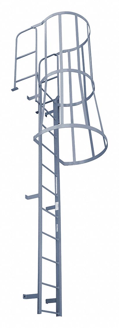Fixed Ladder w/Safety Cage 14 ft H.