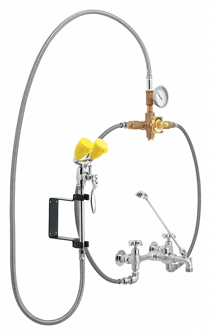 Dual Head Drench Hose w/Faucet Wall 6 ft