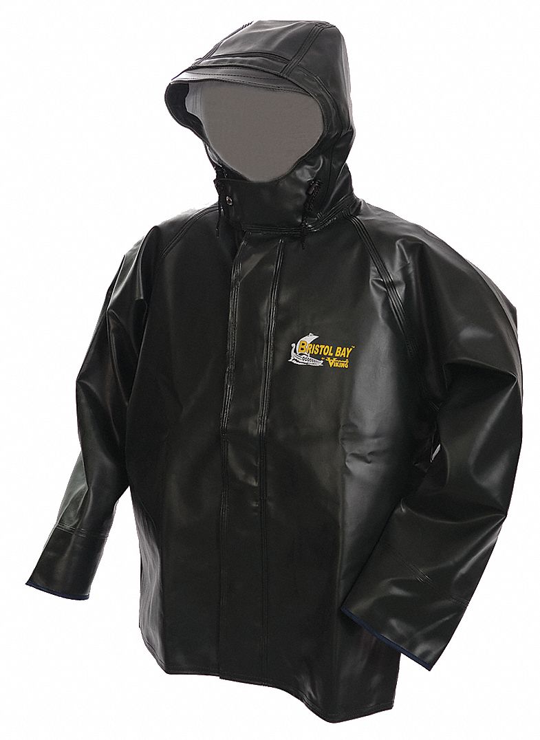 G5389 Rain Jacket w/Hood 0.75mm PVC Green M