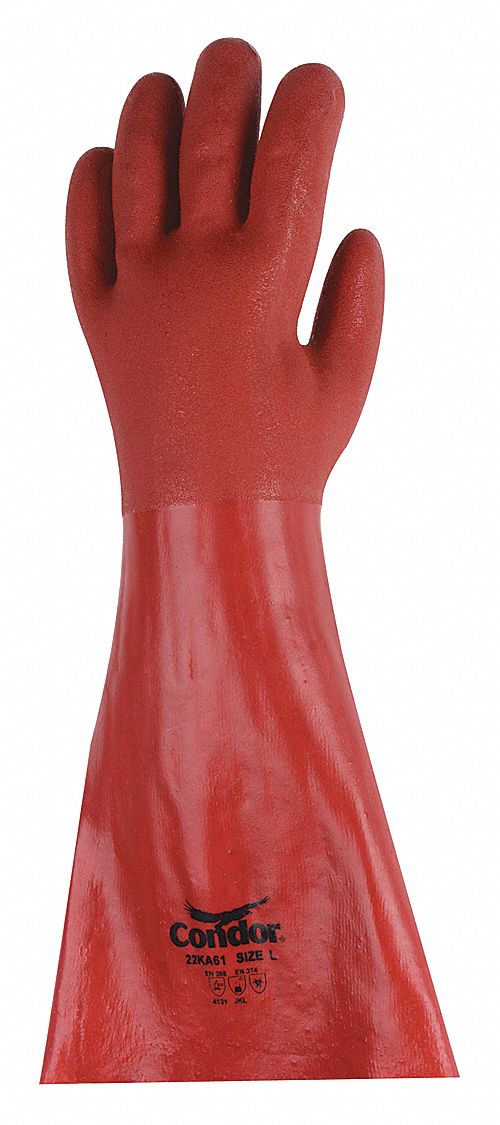 Chem Resist Glove PVC 18 In L Red PR
