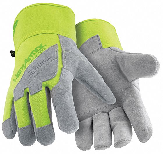 Leather Gloves Gray/Hi-Vis 11 PR1