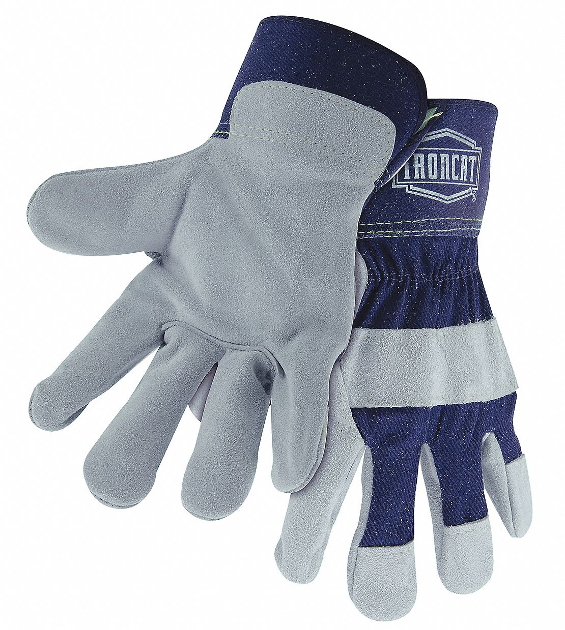 Lthr Palm Gloves Cowhide Blu/Gray S PK12