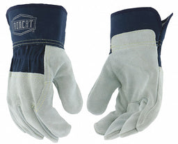 Lthr Palm Gloves Cowhide Blu/Gray M PK12