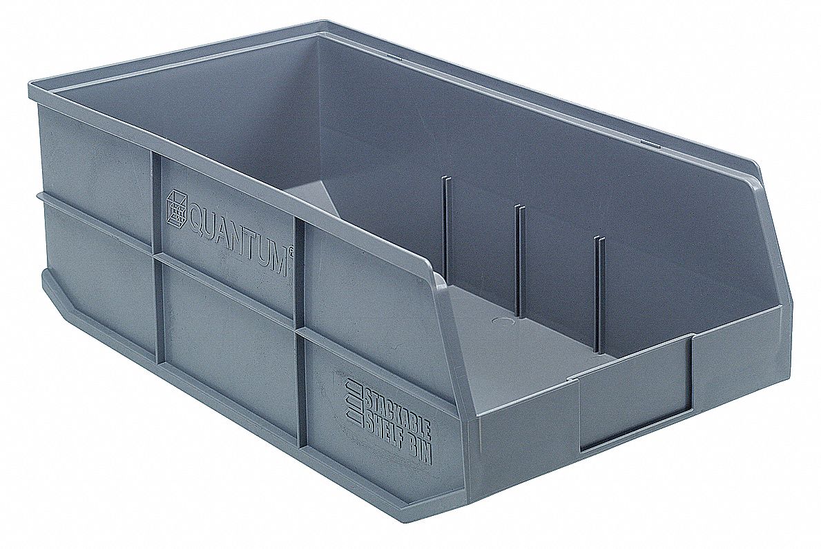 G7052 Shelf Bin Gray Polypropylene 7 in