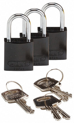 K7467 Lockout Padlock KA Black 1-7/16 H PK3