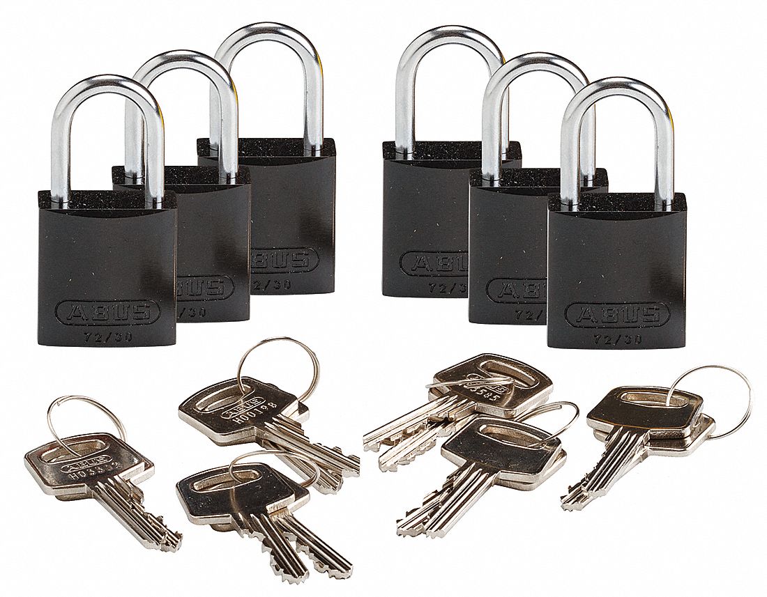 K7941 Lockout Padlock KD Black 1-7/16 H PK6
