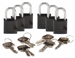 K7941 Lockout Padlock KD Black 1-7/16 H PK6