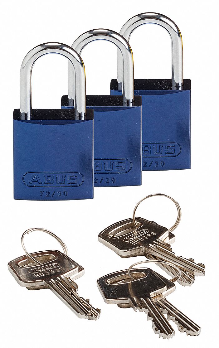 K7467 Lockout Padlock KA Blue 1-7/16 H PK3