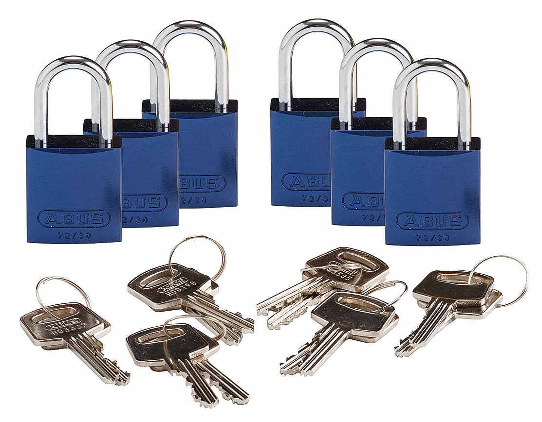K7941 Lockout Padlock KD Blue 1-7/16 H PK6