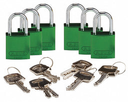 K7468 Lockout Padlock KA Green 1-7/16 H PK6