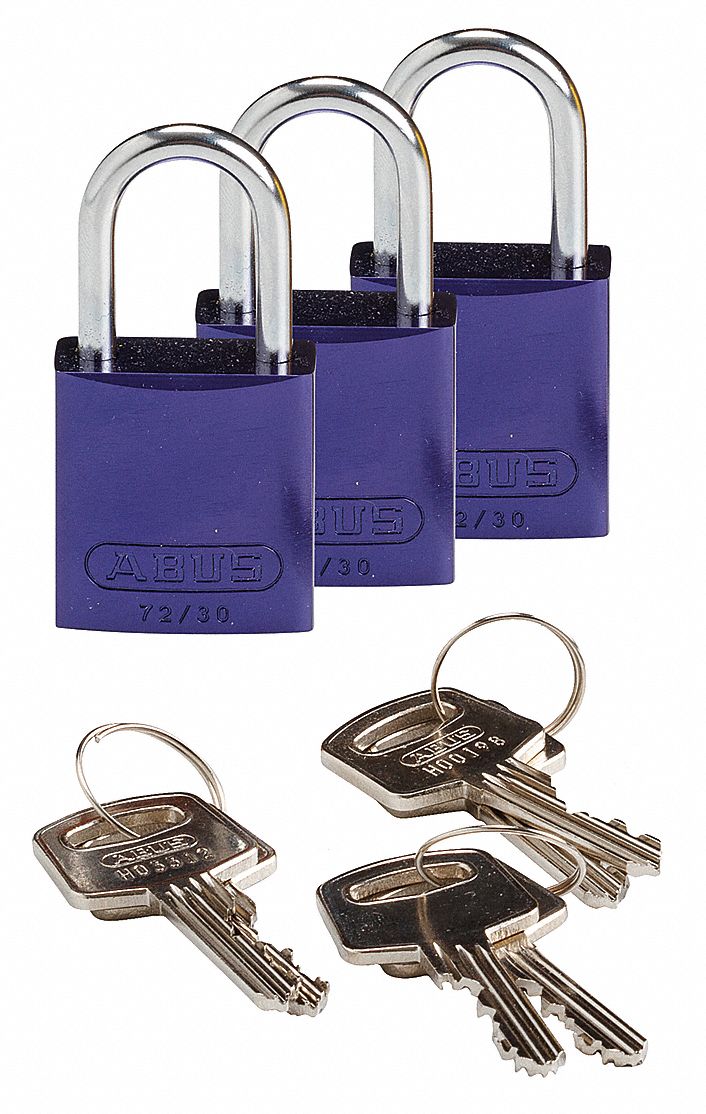 K7467 Lockout Padlock KA Purple 1-7/16 H PK3