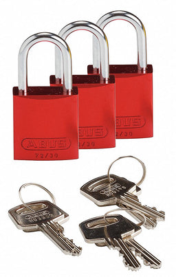 K7467 Lockout Padlock KA Red 1-7/16 H PK3