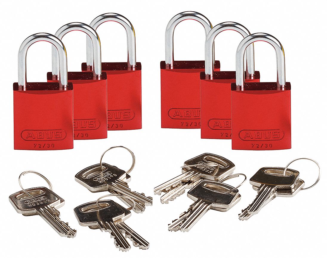 K7941 Lockout Padlock KD Red 1-7/16 H PK6