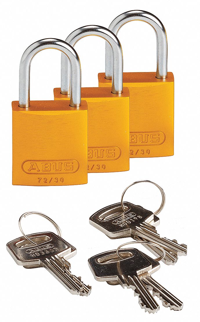 K7467 Lockout Padlock KA Yellow 1-7/16 H PK3