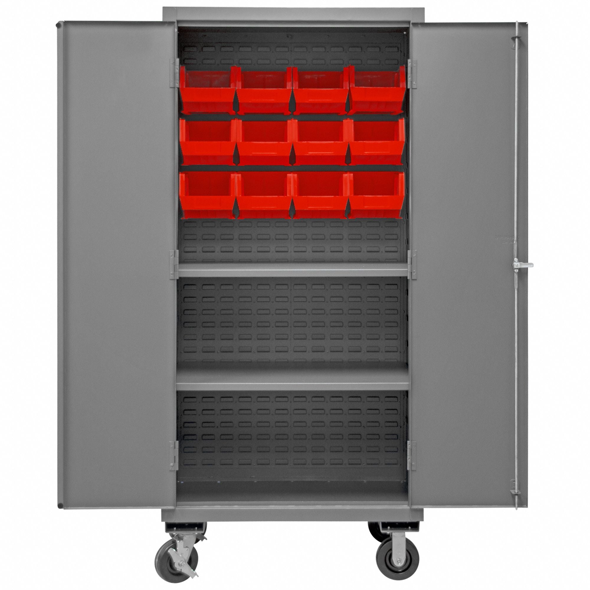 K4885 Bin Cabinet 81 x36 x24 Gray 12RedBns