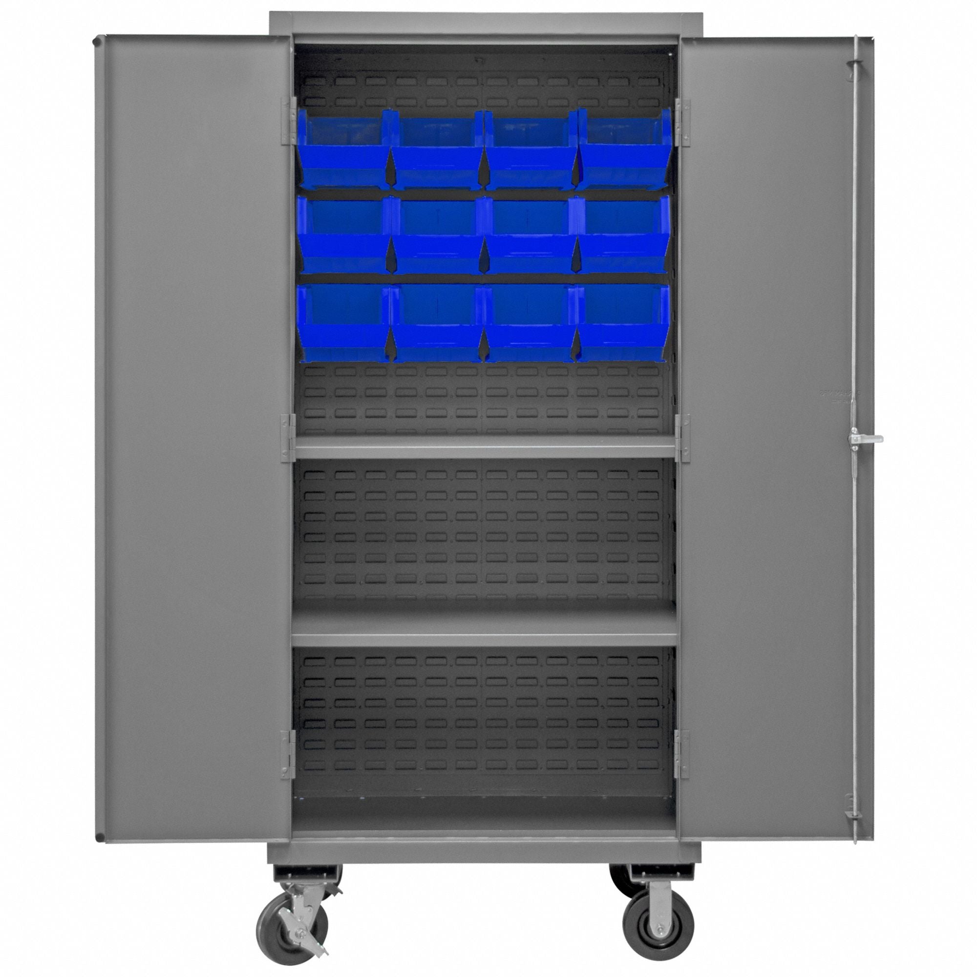 K4885 Bin Cabinet 81 x36 x24 Gray 12BlueBns