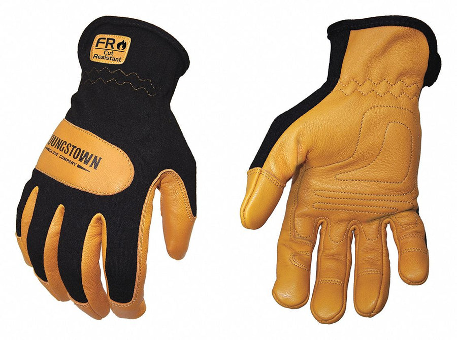 Mechanics Gloves Leather Blk/Tan L PR