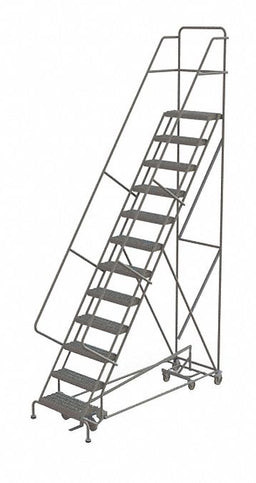 Rolling Ladder 12 Step Steel Serrated