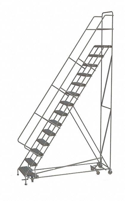 Rolling Ladder 14 Step Steel Serrated
