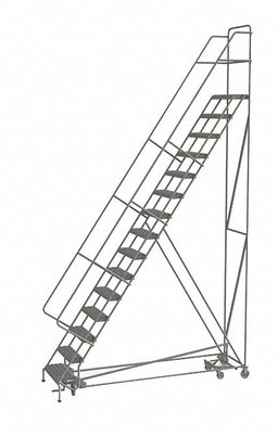Rolling Ladder 15 Step Steel Serrated