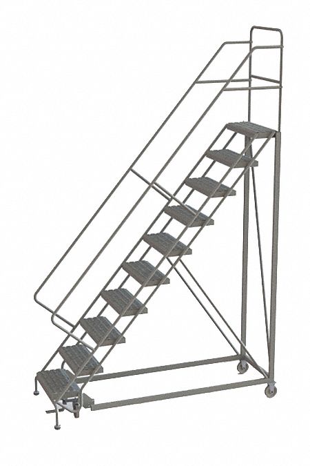 Rolling Ladder 10 Step Steel Serrated
