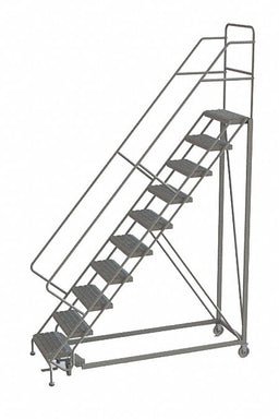 Rolling Ladder 10 Step Steel Serrated