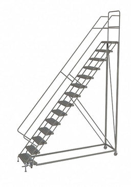 Rolling Ladder 14 Step Steel Perforated
