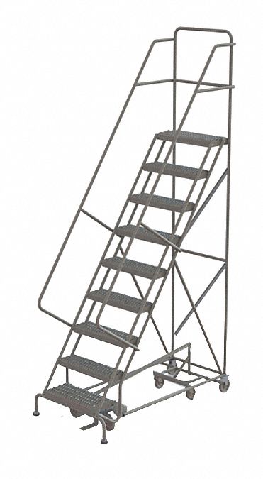 Rolling Ladder 9 Step Steel Serrated