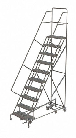 Rolling Ladder 10 Step Steel Serrated