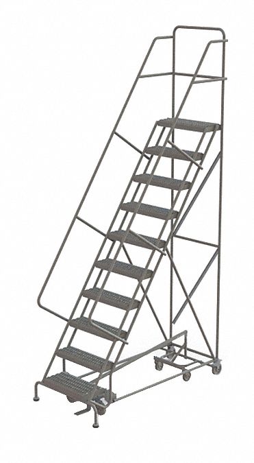Rolling Ladder 10 Step Steel Serrated