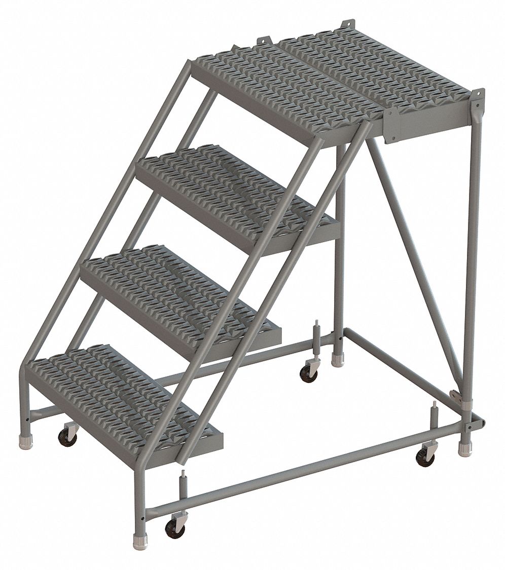 Rolling Ladder 4 Step Steel Serrated