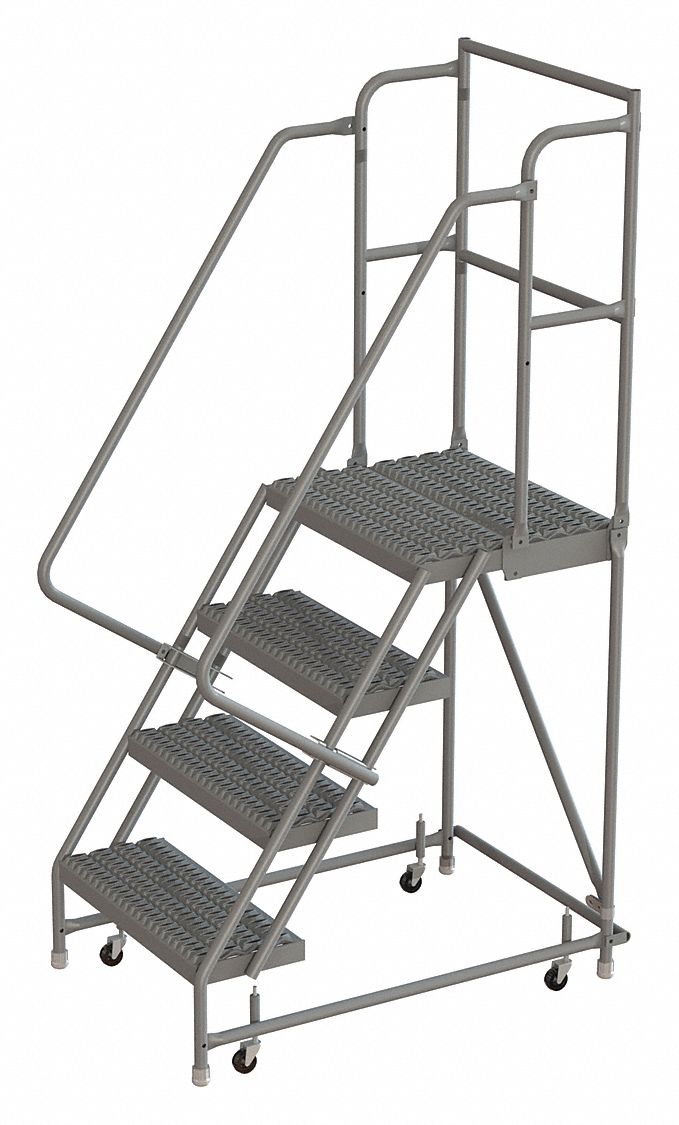 Rolling Ladder 4 Step Steel Serrated
