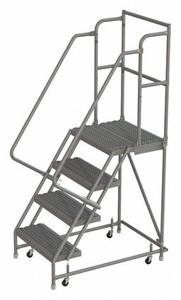 Rolling Ladder 4 Step Steel Serrated