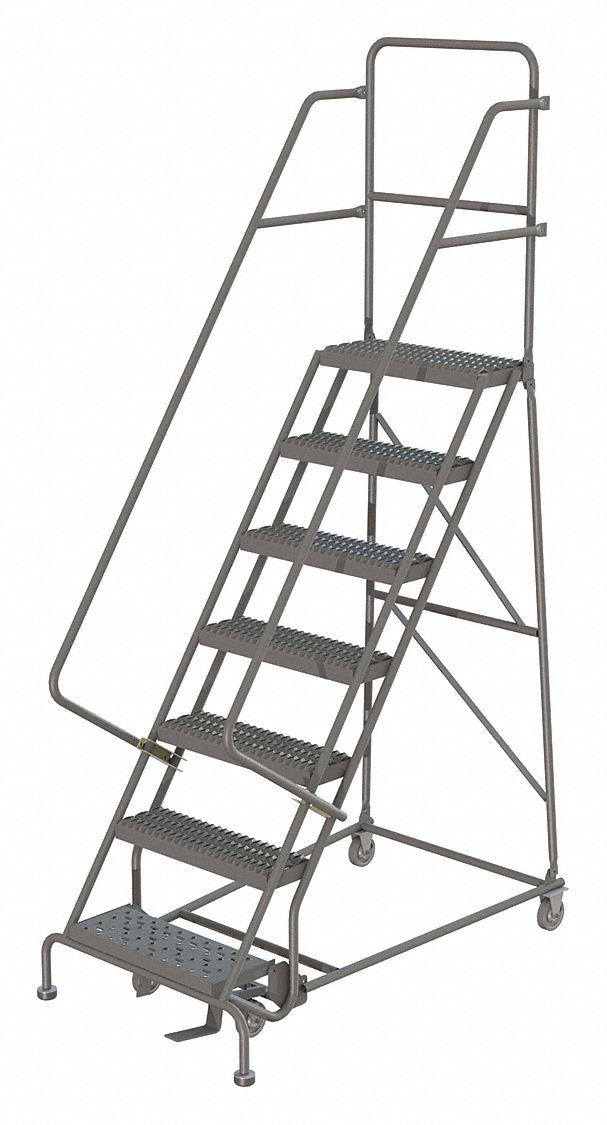 Rolling Ladder 7 Step Steel Serrated