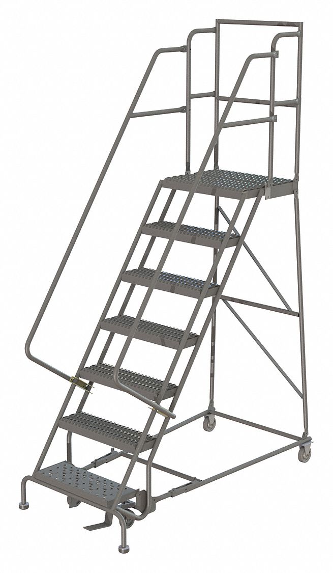 Rolling Ladder 7 Step Steel Serrated