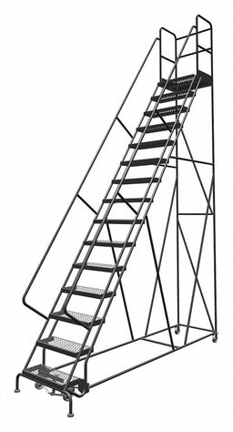 Rolling Ladder 15 Step Steel Serrated
