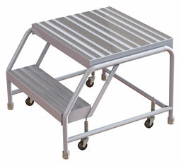 Rolling Ladder 2 Step Aluminum Ribbed