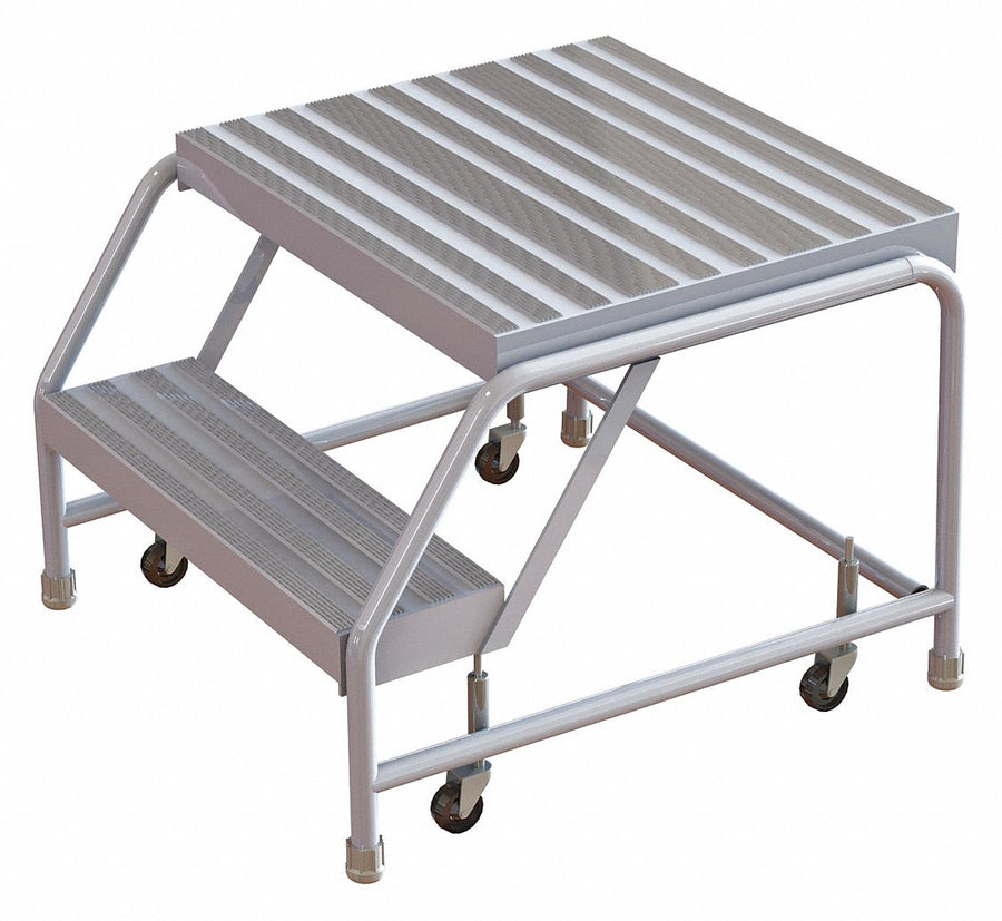 Rolling Ladder 2 Step Aluminum Ribbed