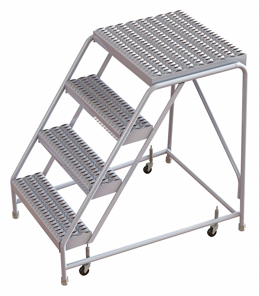 Rolling Ladder 4 Step Aluminum Serrated