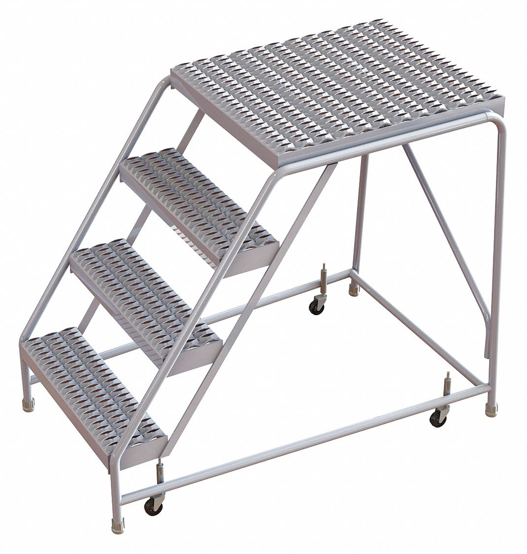 Rolling Ladder 4 Step Aluminum Serrated