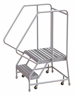 Rolling Ladder 2 Step Aluminum Ribbed