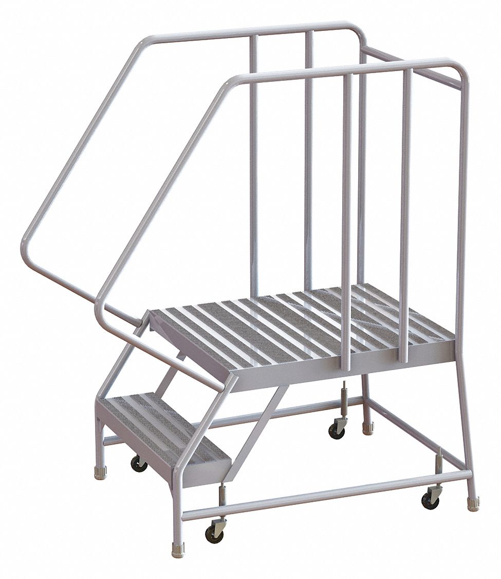 Rolling Ladder 2 Step Aluminum Ribbed