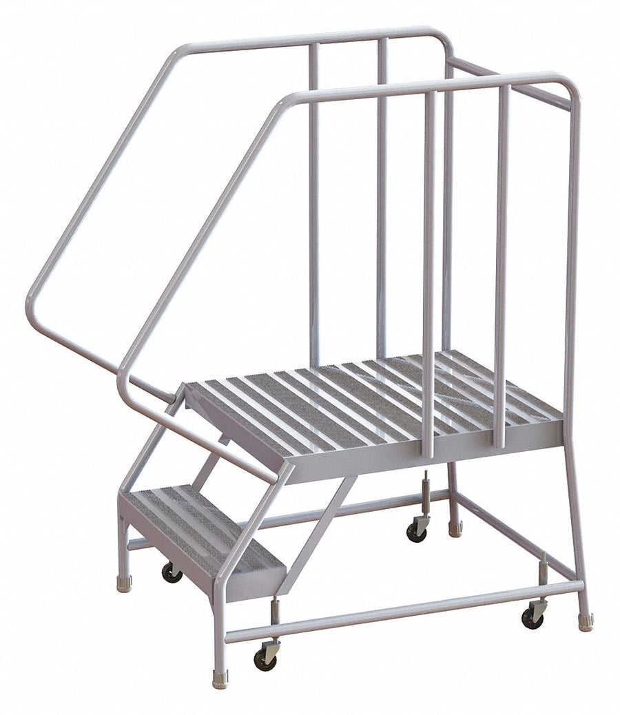 Rolling Ladder 2 Step Aluminum Ribbed