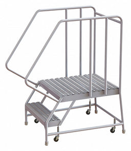 Rolling Ladder 2 Step Aluminum Serrated