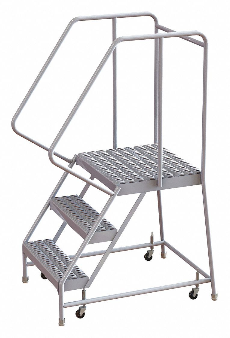 Rolling Ladder 3 Step Aluminum Serrated