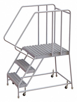 Rolling Ladder 3 Step Aluminum Serrated