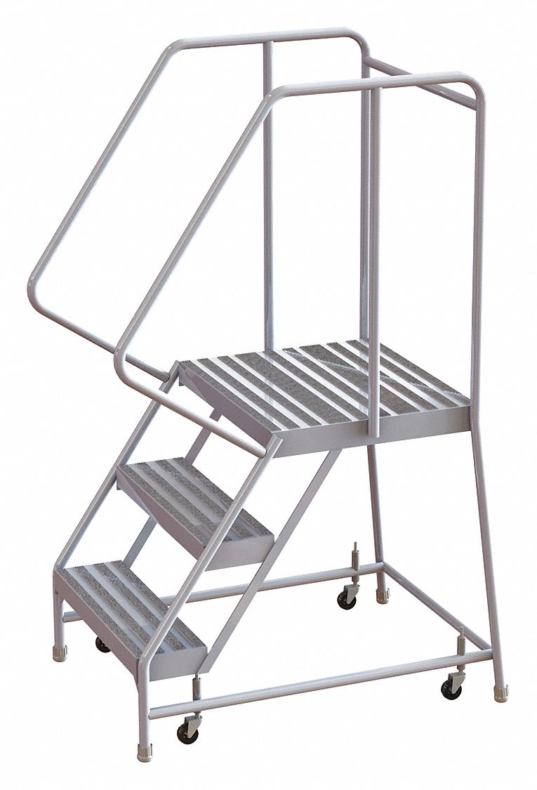 Rolling Ladder 3 Step Aluminum Ribbed
